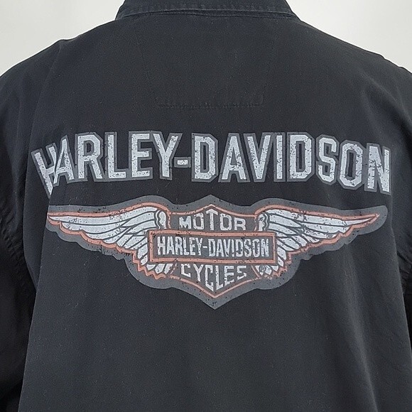HARLEY-DAVIDSON Button Front Short Sleeve Shirt size L - Picture 6 of 7